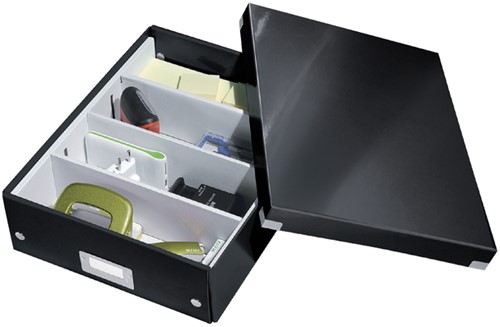 Opbergdoos Leitz Wow Click & Store organiser 280x100x370mm middel gerecycled karton zwart