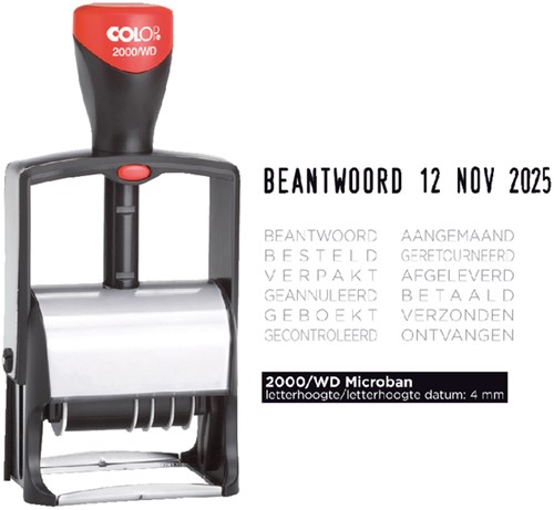 Woord-datumstempel Colop Heavy Duty 2000/WD Classic Line 12 teksten-2