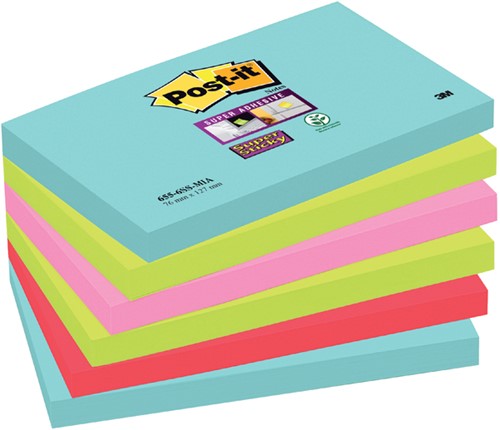 Memoblok Post-it 655 Super Sticky 76x127mm Cosmic 6 stuks