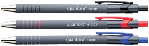 Balpen Quantore rubbergrip drukknop blauw medium-3