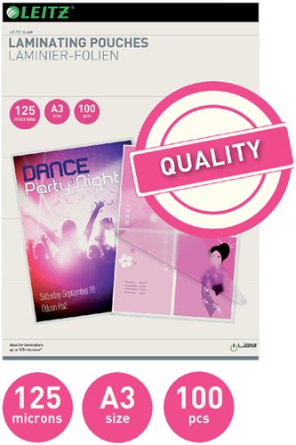 Lamineerhoes Leitz iLAM A3 2x125micron EVA 100 stuks-2