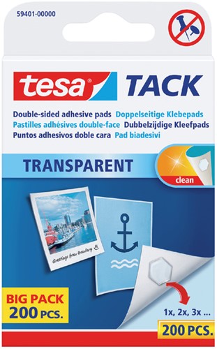 Kleefpads tesa® TACK dubbelzijdig transparant 200 stuks 200 stuks