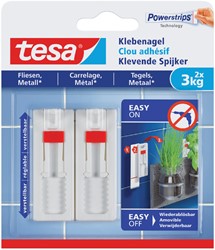 Klevende Spijker tesa® tegels & metaal 3kg verstelbaar wit 2 stuks