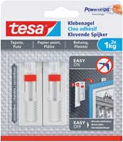 Klevende spijker tesa® behang en pleisterwerk 1kg verstelbaar wit 2 stuks