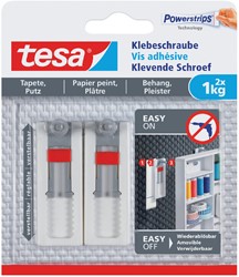 Klevende schroef tesa® behang en pleisterwerk 1kg verstelbaar wit 2 stuks