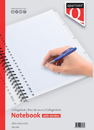 Collegeblok Quantore A4 lijn 23-gaats 4 tabs 200 pagina's 70gr-3
