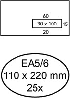 Envelop Quantore 110x220mm venster 3x10cm rechts zelfklevend 25 stuks
