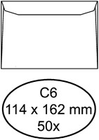 Envelop Hermes bank C6 114x162mm zelfklevend wit pak à 50 stuks