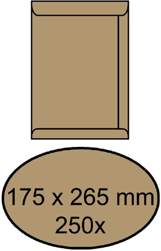 Envelop akte IEZZY 175x265mm zelfklevend 90gr bruin 250 stuks
