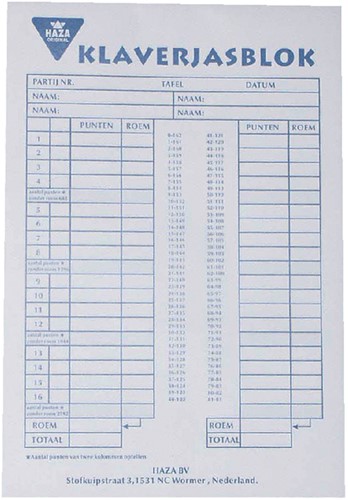 Scoreblok Klaverjas 50 vel