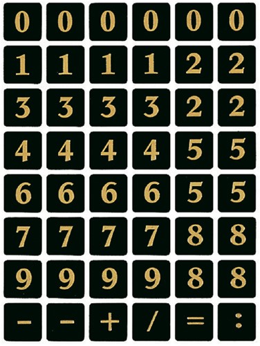 Etiket HERMA 4131 13x13mm getallen 0-9 zwart op goud