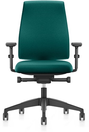 Bureaustoel Se7en Comfort LX111 - Donkerturquoise (Lucia 5824) - Zitdiepteverstelling en verstelbare lendensteun - 4D-armleggers in hoogte, breedte en diepte verstelbaar en zwenkbaar met zachte opdek